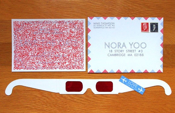 3D glasses wedding invitation